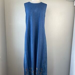 Life Style Denim Floral Maxi Skirt Size M EUC
